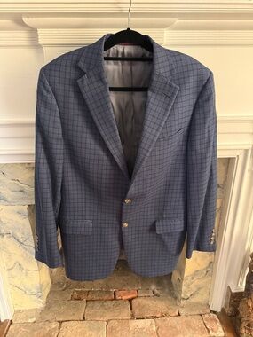 Hart Schaffner Marx Blue Windowpane Sport Coat